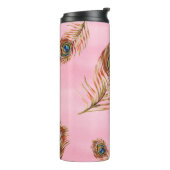 Gouden pauwenveren, waterverf naadloos patroon thermosbeker (Gedraaid links)