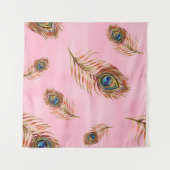 Gouden pauwenveren, waterverf naadloos patroon wandkleed (Voorkant (horizontaal))