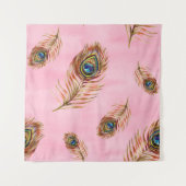 Gouden pauwenveren, waterverf naadloos patroon wandkleed (Voorkant)