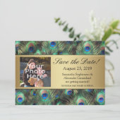 Gouden Pauwveer Foto Save the Date (Staand voorkant)