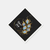 Gouden Pauwveer  Zwart Modern Boho Servet (Hoek)