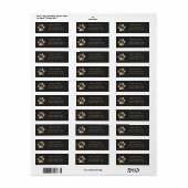 Gouden Paw Print Logo op diepe houtskool Etiket (Full Sheet)
