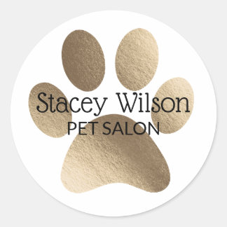 Gouden Paw Print Logo op wit productetiket Ronde Sticker