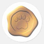 Gouden paw print wax seal label (Voorkant)