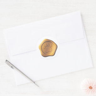 Gouden paw print wax seal label