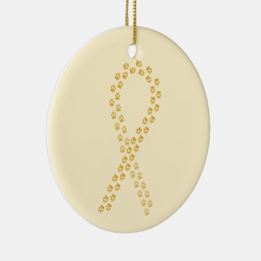 Gouden Pawprint lint Keramisch Ornament (Rechts)
