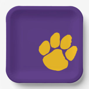 Gouden Pawprint op Paarse Paper Party Borden Papieren Bordje