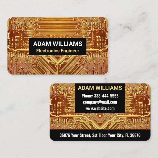 Gouden PCB-printplaat (elektronicatechnicus) Visitekaartje (Voorkant / Achterkant)