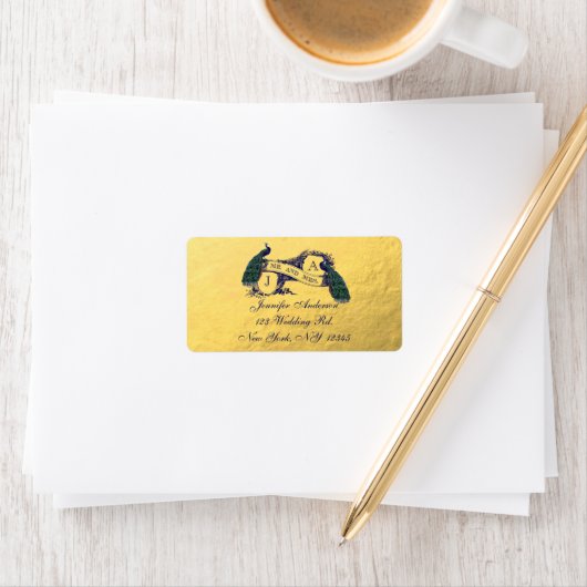 Gouden Peacock bruiloft RSVP Etiket (Insitu)