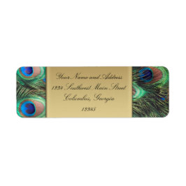 Gouden Peacock Feather Elegant adreslabel Etiket