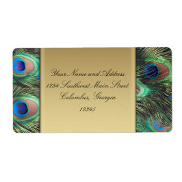 Gouden Peacock Feather Elegant adreslabel Etiket
