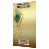 Gouden Peacock Feather Elegant Glam gepersonalisee Klembord (Links)