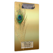 Gouden Peacock Feather Elegant Glam gepersonalisee Klembord (Rechts)