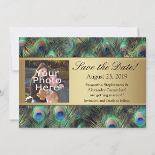 Gouden Peacock Feather Photo Save the Date