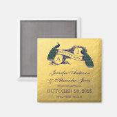 Gouden Peacock Sla de datum op Magneet (Voorkant / Achterkant)