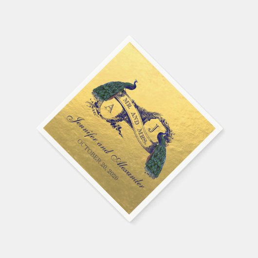 Gouden Peacock Trouwpapier servetten (Hoek)