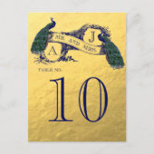 Gouden Peacock Trouwtafel nummer Briefkaart (Voorkant)
