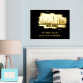 gouden Peking skyline lengtegraad breedtegraad Folie Afdrukken (Insitu (Slaapkamer))
