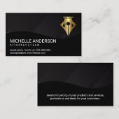 Gouden Pen | Logo van Justitie Weegschaal | Zwarte Visitekaartje (Voorkant / Achterkant)