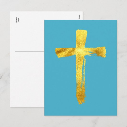 Gouden penseelkruis - Christelijk Christ Jesus Cru Feestdagenkaart (Voorkant / Achterkant)