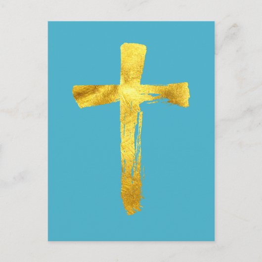 Gouden penseelkruis - Christelijk Christ Jesus Cru Feestdagenkaart (Voorkant)