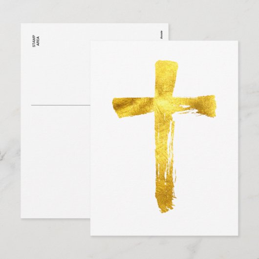 Gouden penseelkruis - Christelijke God Jesus Cruci Feestdagenkaart (Voorkant / Achterkant)