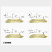 Gouden penseelstreek dank u bruiloft rechthoekige sticker (Vel)