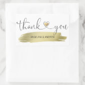 Gouden penseelstreek dank u bruiloft rechthoekige sticker (Tas)