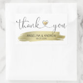 Gouden penseelstreek dank u bruiloft rechthoekige sticker (Tas)
