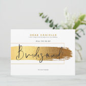 Gouden penseelstreek elegante moderne zwarte typog kaart (Staand voorkant)