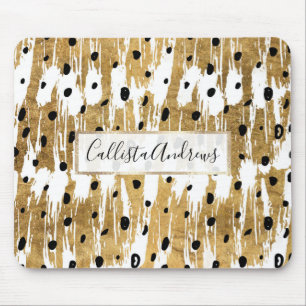 Gouden penseelstreken Moderne Kunstzinnige Polka D Muismat