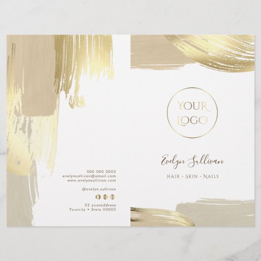 Gouden penseelstreken service menu brochure (Voorkant)