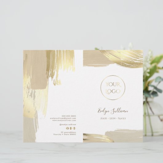 Gouden penseelstreken service menu brochure (Staand voorkant)