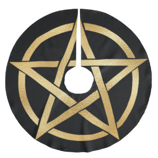 Gouden pentagram op zwart kerstboom rok