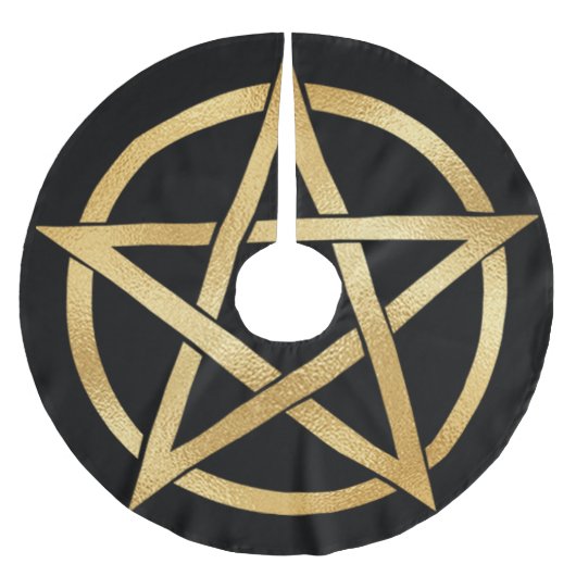 Gouden pentagram op zwart kerstboom rok (Voorkant)