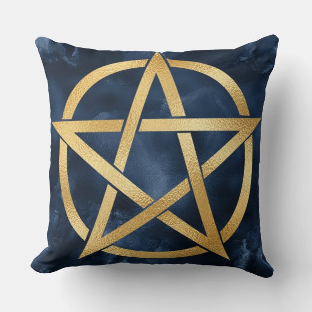 Gouden pentagramsymbool op blauw kussen (Voorkant)