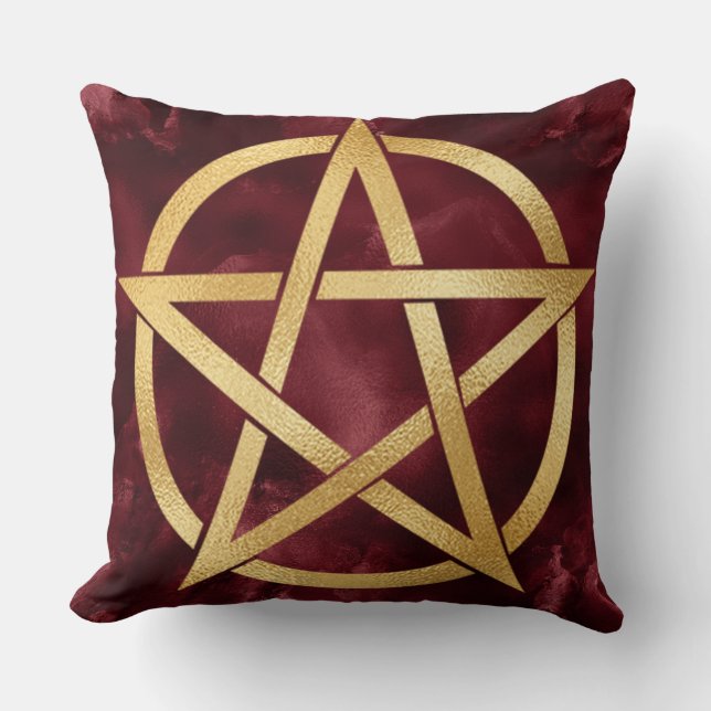 Gouden pentagramsymbool op rood kussen (Voorkant)