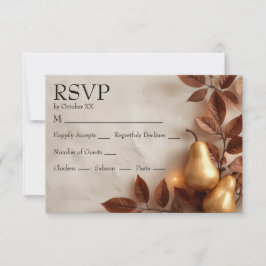 Gouden peren & olijfbladeren herfsttrouwfeest RSVP kaartje
