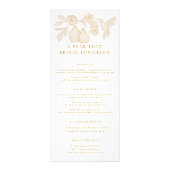 Gouden Perfect Pear Bruidslunch Menu Kaart (Voorkant)