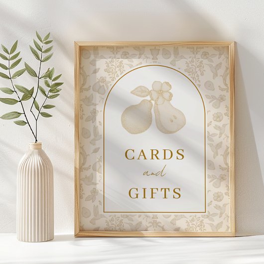 Gouden Perfect Pear Bruiloftsfeest Kaarten & Cadea Poster