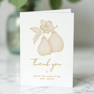 Gouden Perfect Pear Bruiloftsuitnodiging Bedankkaa Bedankkaart