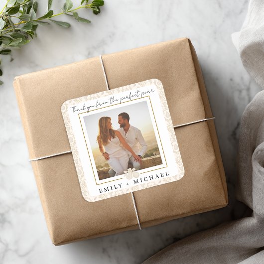 Gouden Perfect Pear Foto Bedankt Sticker