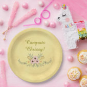 Gouden perkament bloemen papieren bordje (Feest)