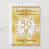 Gouden Personaliseer, 50th Anniversary Uitnodiging (Voorkant)
