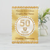 Gouden Personaliseer, 50th Anniversary Uitnodiging (Staand voorkant)