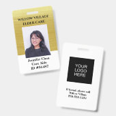 Gouden Personeelsfoto ID met naam Badge (Voor- en achterkant)