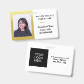 Gouden Personeelskaart Naam Pasfoto Badge (Voor- en achterkant)