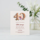 Gouden perzik bloem beige budget 40e verjaardag (Staand voorkant)