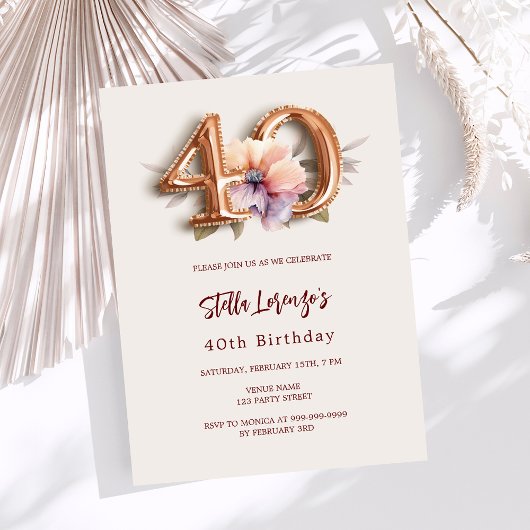 Gouden perzik bloem beige budget 40e verjaardag