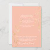 Gouden perzik bloemig in liefdevolle herinnering b bedankkaart (Achterkant)